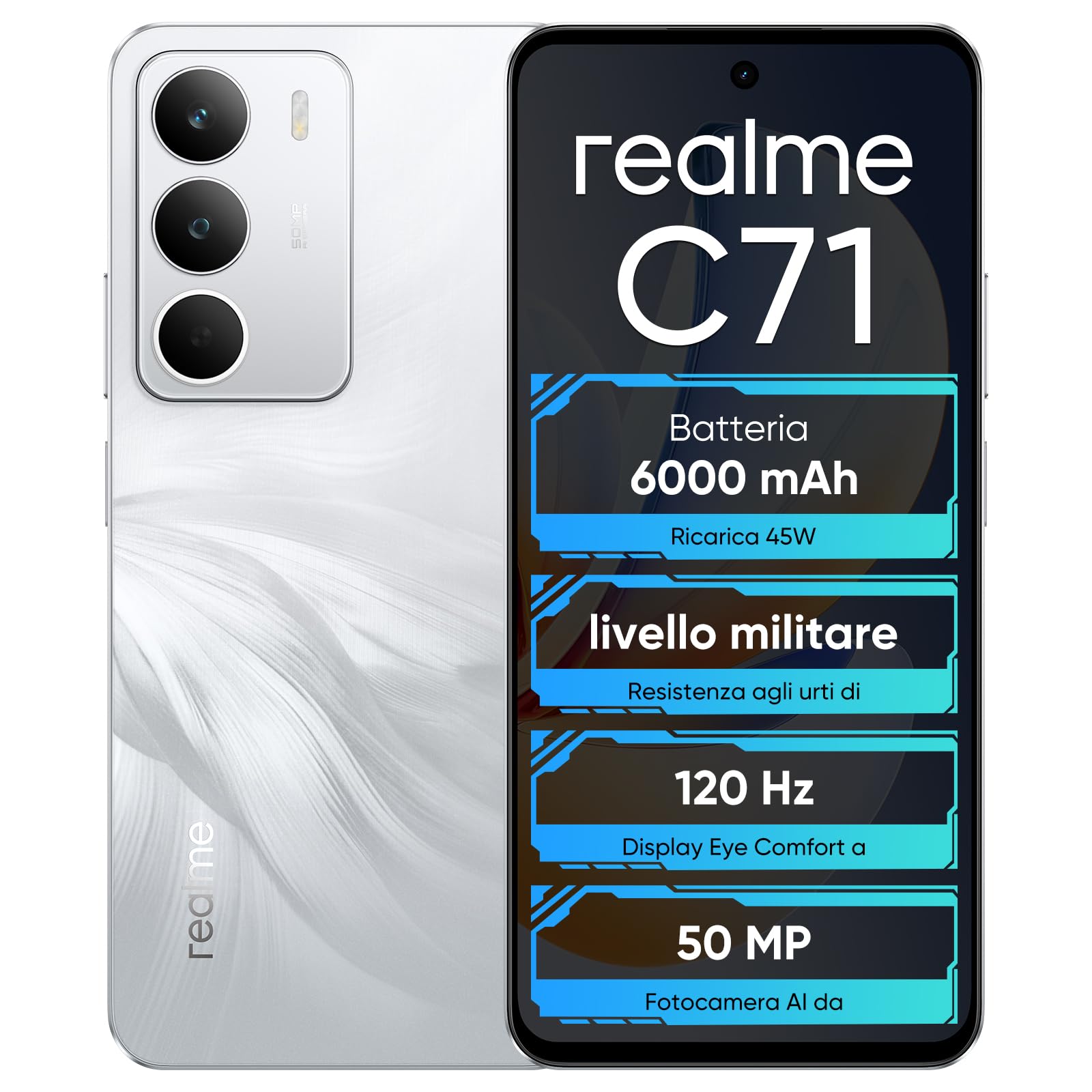 realme C71 6000mAh 45W充電 6G/128GB NFC realme C71 Smartphone 6+128GB, 6000mAh Battery, 45W Fast Charge