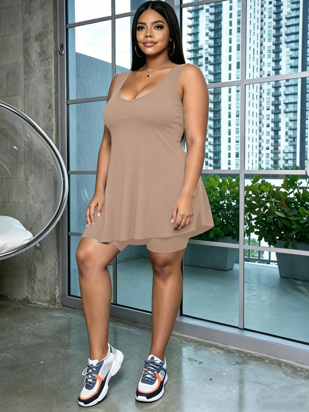 YeGine Women 2 Piece Outfits Casual Sleeveless Tunic Tops Short Sets Summer Oversized Tshirts Shorts Sweatsuits