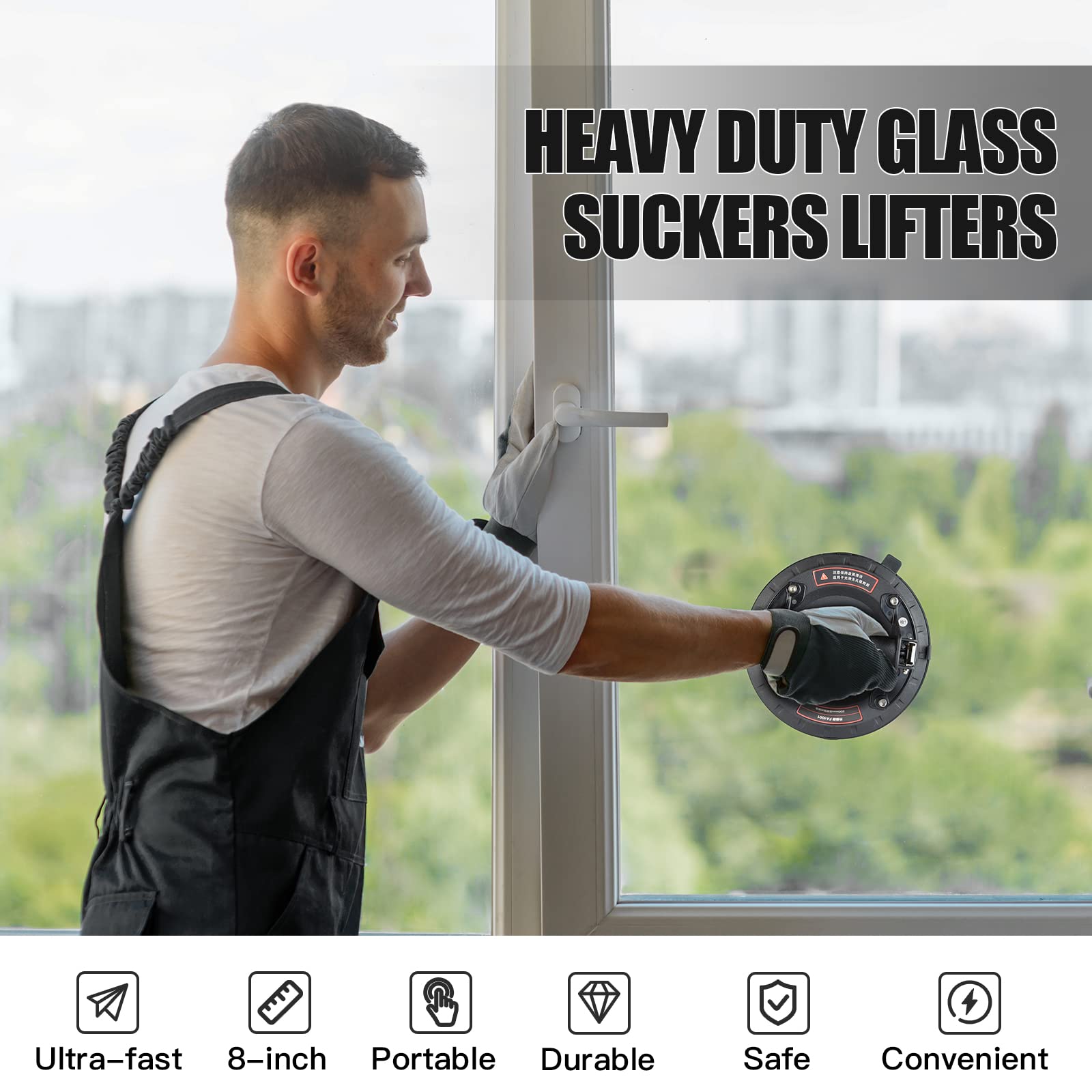 Suction Cups, 8Inch Glass Lifter Suction Cup Glass Suckers Lifters