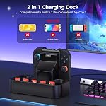 NEWDERY Controller Charger for Nintendo Switch 2, 3-in-1 Charging Dock | Magnetic Charging, Type-C Port, 5 Game Card Slots, LED Indicators, for Nintendo Switch 2 Pro Controller & Joy-Con 2