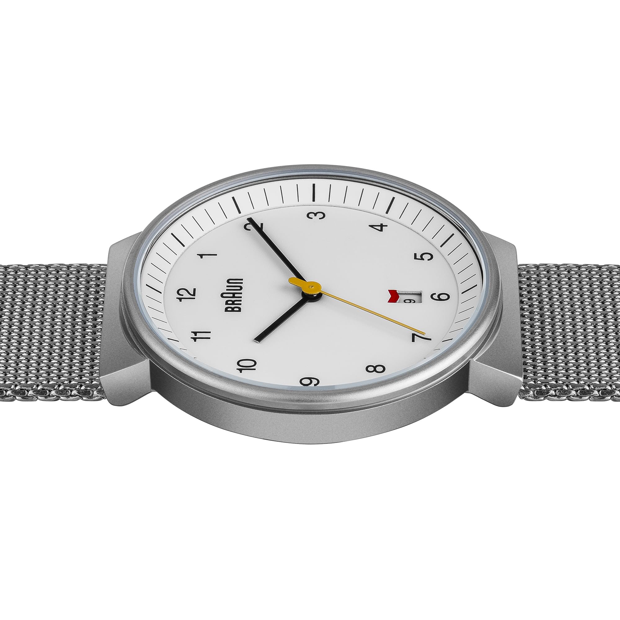 Braun Men's Quartz Three Hand Movement Watch with Analogue Display and Mesh Bracelet