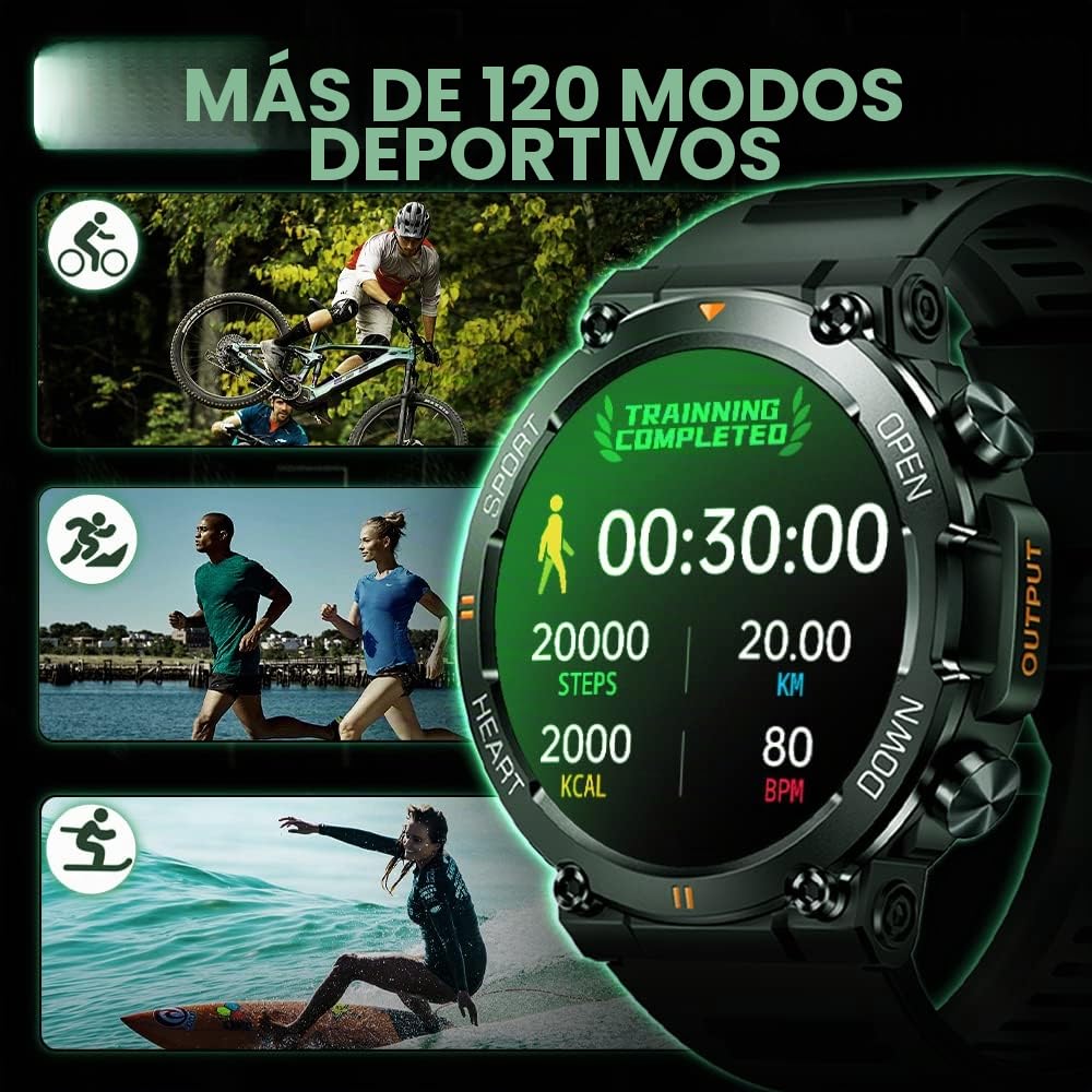 Reloj inteligente con función de teléfono, pantalla de 3,53 cm, 360 x 360 HD, control de música, frecuencia cardíaca, podómetro, calorías, etc. Pulsera de seguimiento de actividad
