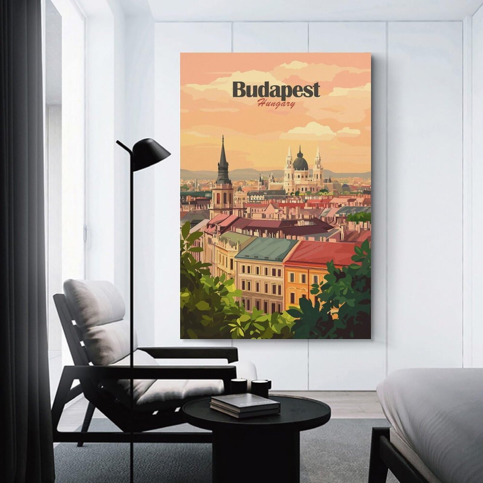 Junmoney Canvas Wall Decor Budapest Cityscape(2), 24x36inch(60x90cm), for Bedroom Decor, Cosy Corners Or Studios, Decorative Wall Art for Cosy Rooms