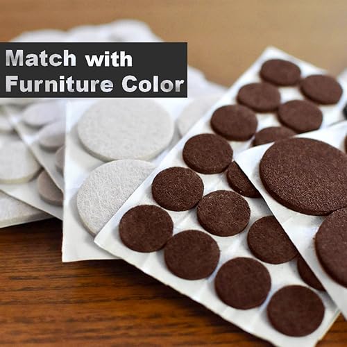 Miniatura 4 de Almohadillas de fieltro para muebles de varios colores, 165 unidades, tamaño variado. Almohadillas autoadhesivas con parachoques transparentes de