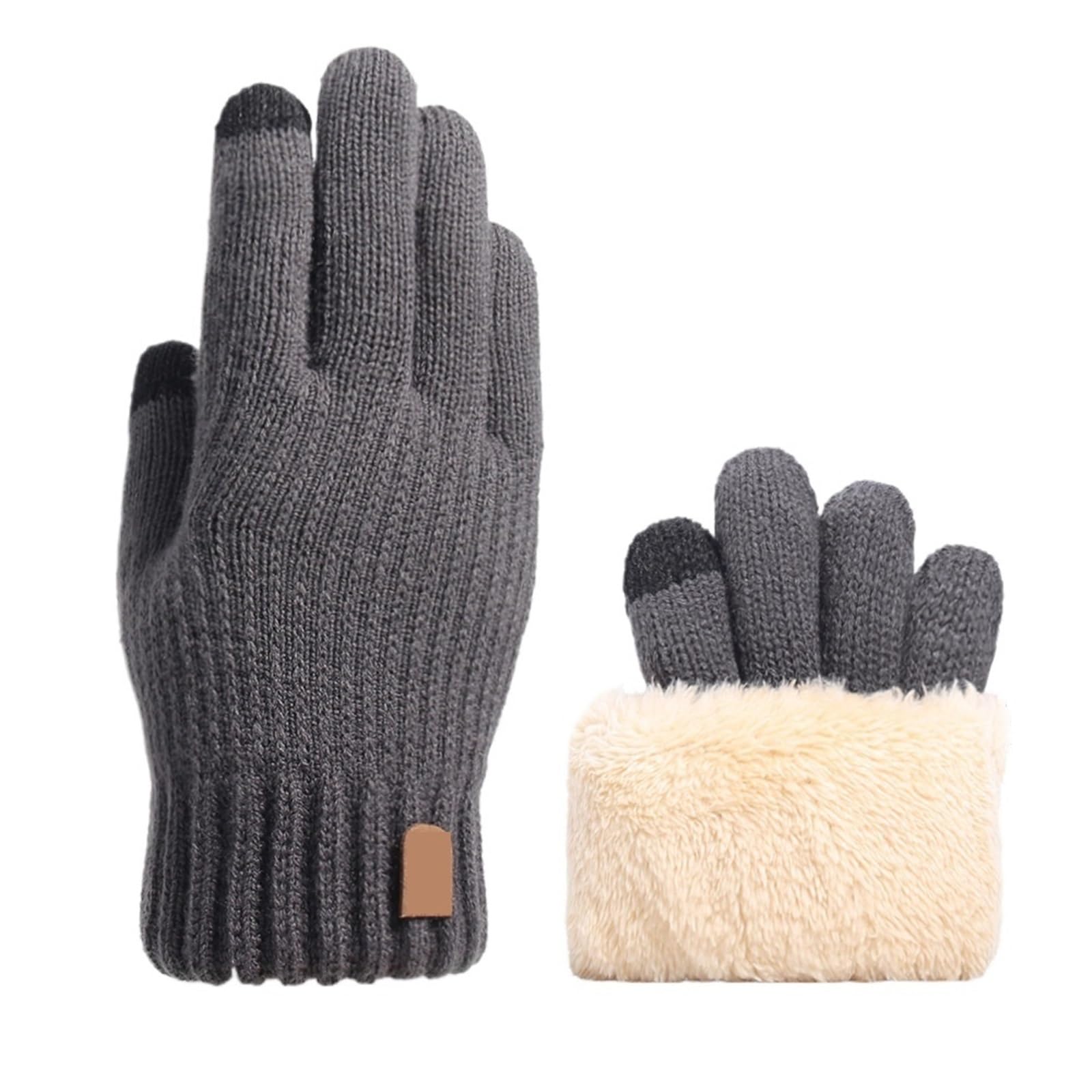 Guantes cálidos con Dedos completos for Hombre, Guantes de Invierno for Hombre y Mujer, Guantes de Punto Gruesos for Ciclismo y conducción(Dark Gray)