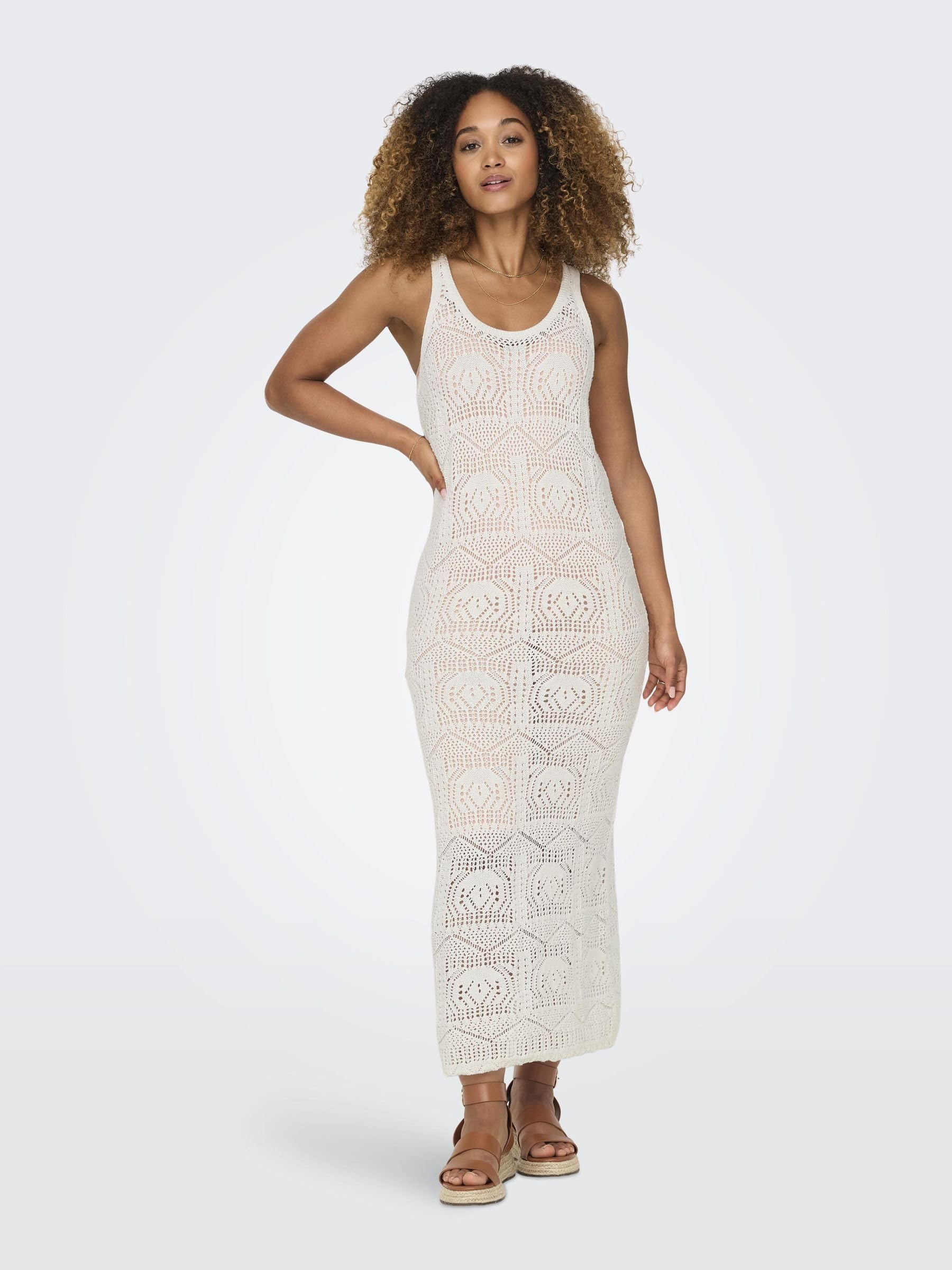 ONLY Damen Kleid Sommer Beach Dress ärmelloses Box Fit Rundhalsausschnitt Maxi
