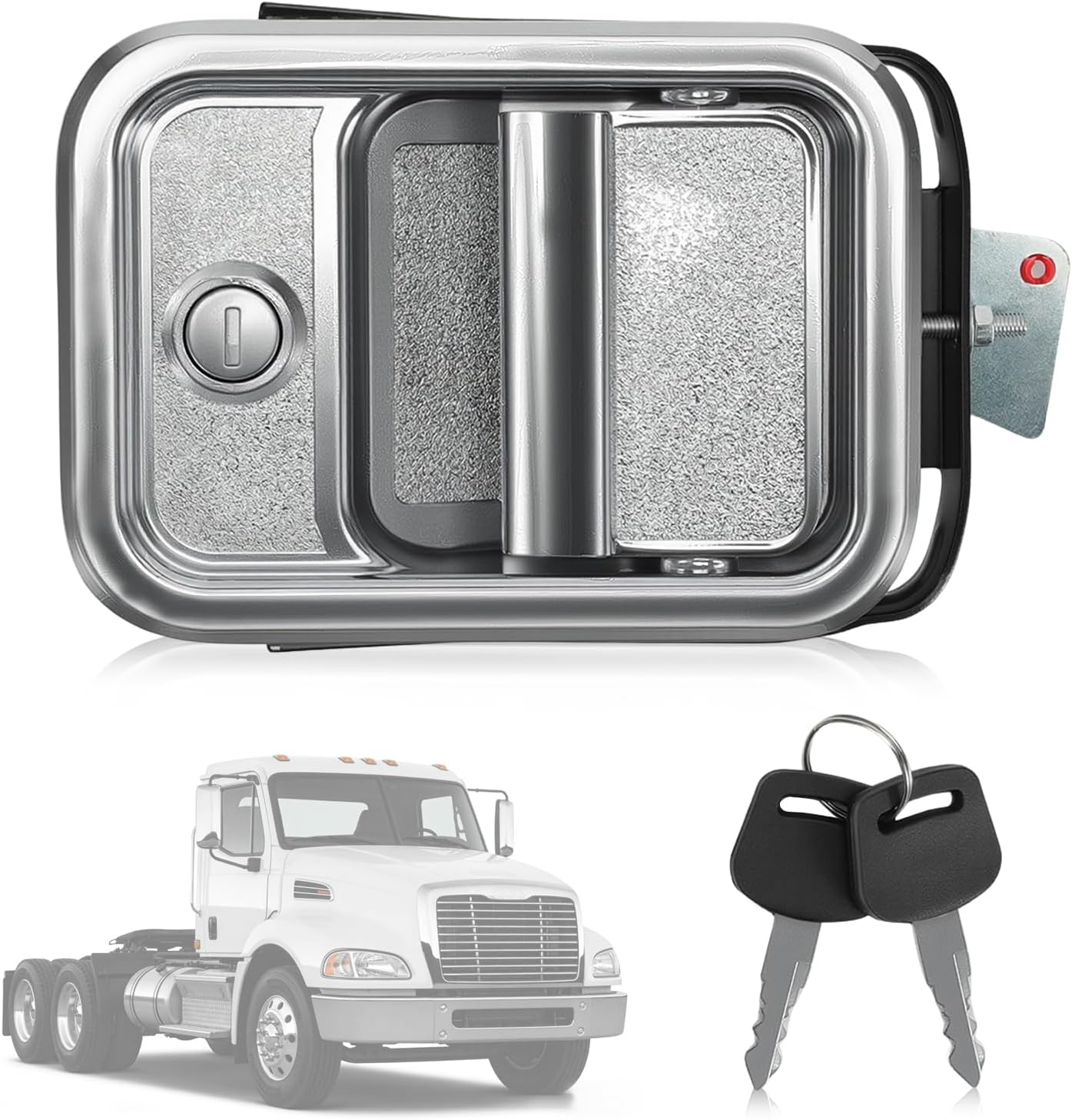 A18-42228-000 Chrome Exterior Door Handle Assembly Left Driver Side with Keys Compatible with 2003-2011 Freightliner Columbia, 2005-2014 Century class, Coronado, Argosy OEM A18-42228-002, 760-5202