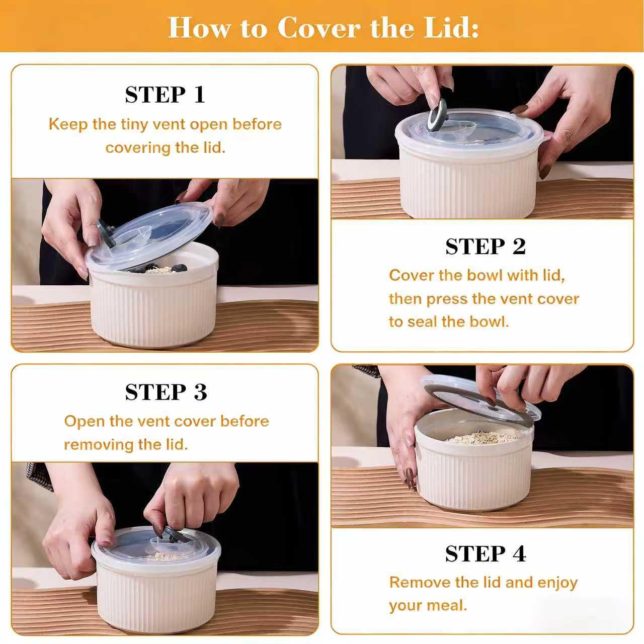 Pirottini con coperchio, adatti al forno, 400 ml, per crème brûlée con coperchio, piccoli pirottini in porcellana per cottura, souffle, salse, dessert, set di 4, bianco (11,4 cm)