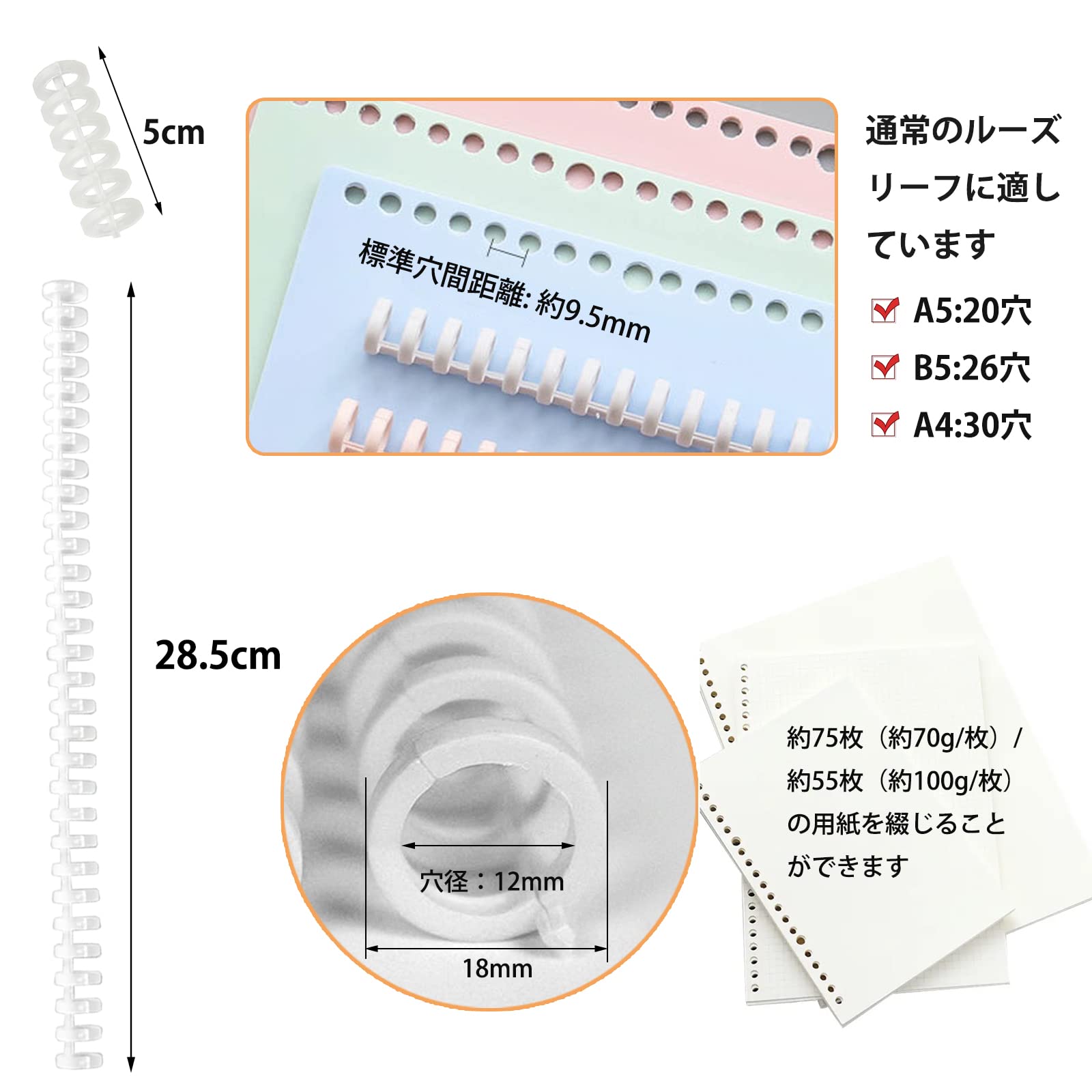 Amazon.co.jp: EUSTACE 10個セット 6穴 30穴 ルーズリーフ