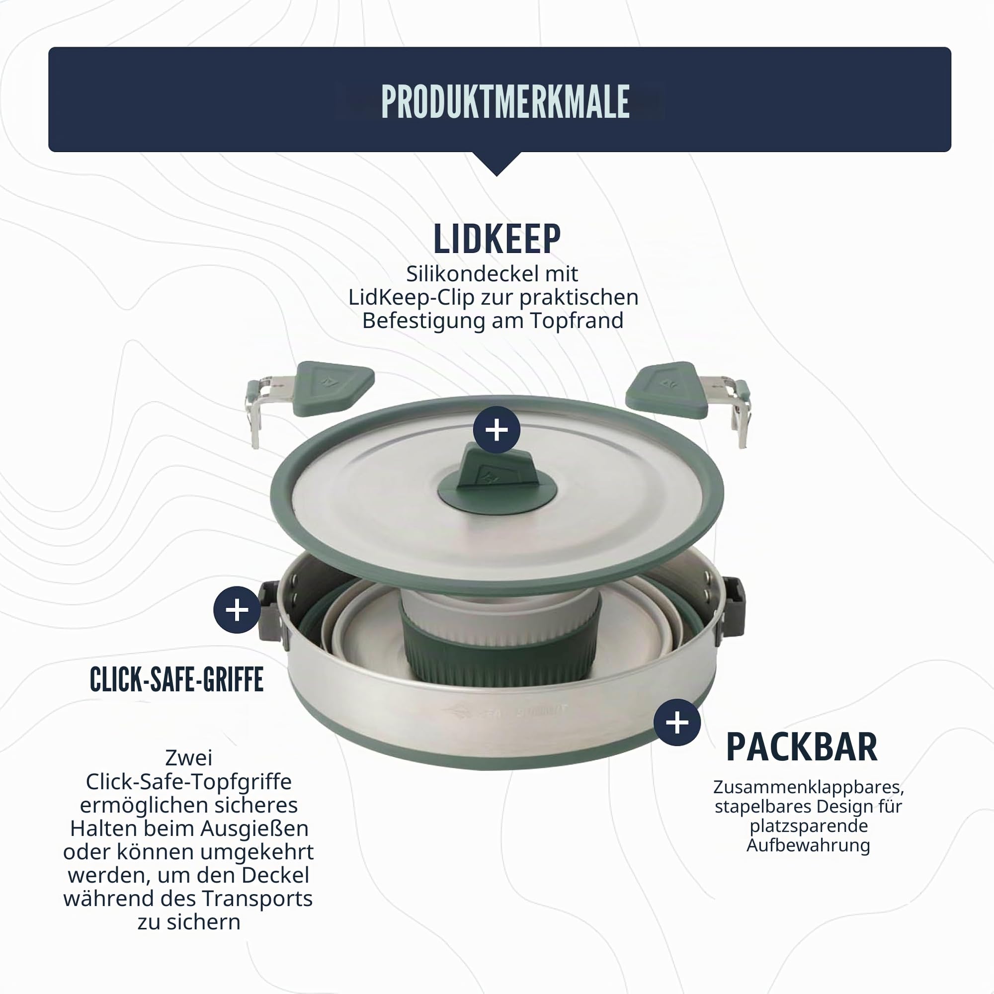 Sea to Summit Detour Stainless Steel One Pot Cook Set 2P 5-teilig - Kochset green-grey