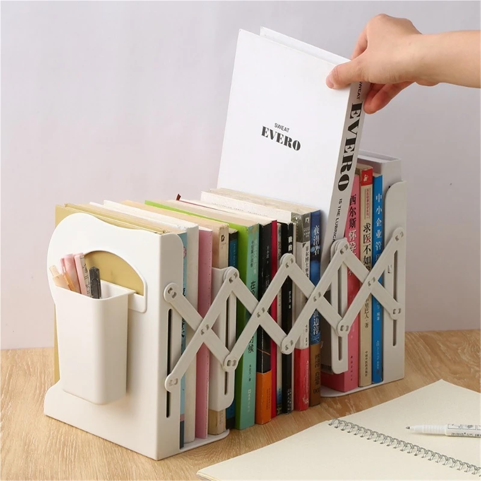 Estantería de Escritorio Sujetalibros telescópicos Ajustables para Biblioteca