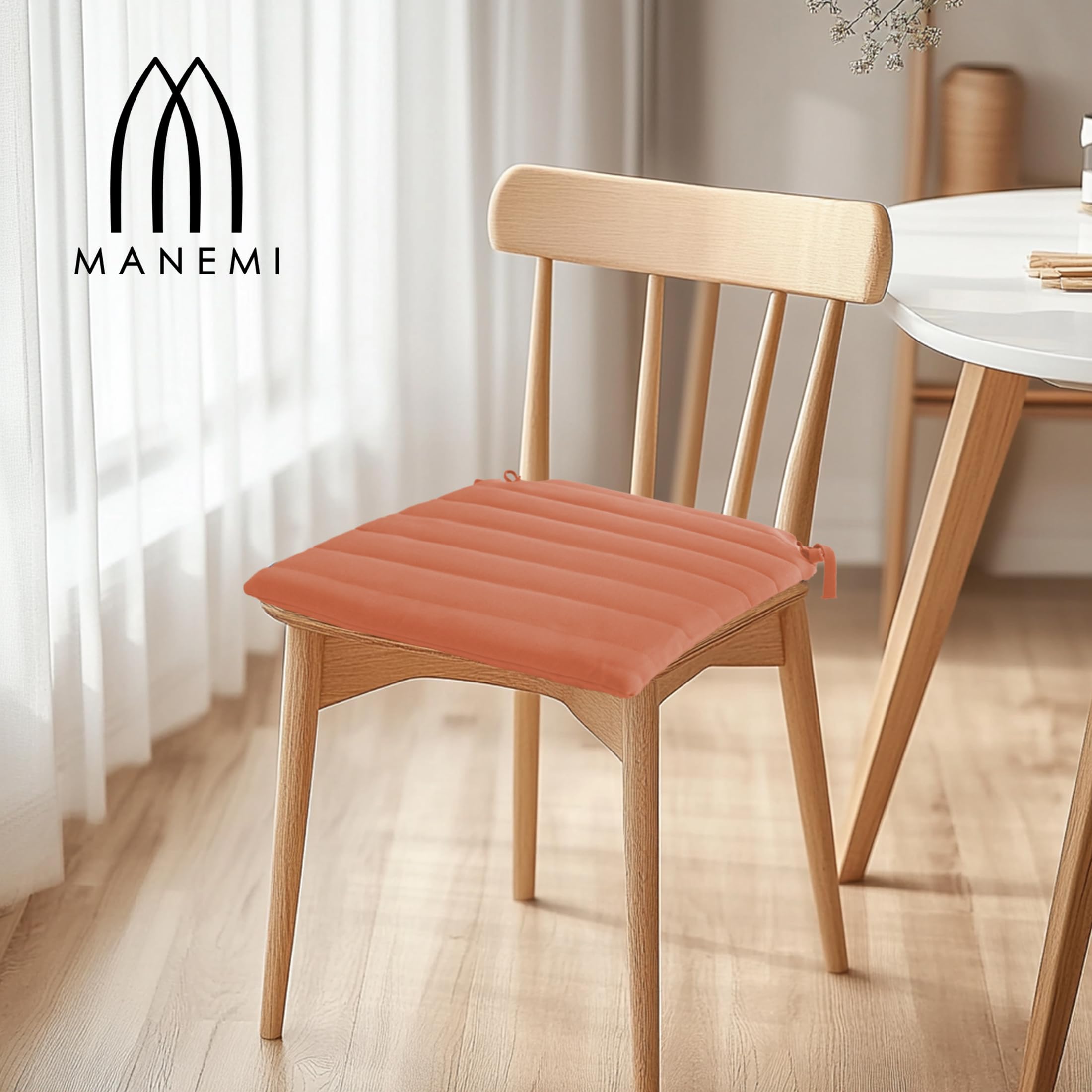 Pack 6 Cojín para silla 42x40x4 cm｜Repelente al agua y fácil de limpiar｜Con cintas de sujeción｜Funda con cremallera desmontable｜Uso interior y exterior｜Ideal para comedor, terraza, jardín u oficina