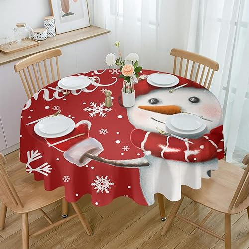 Miniatura 9 de ZOE GARDEN Snowy Gnomes Round Tablecloth Waterproof & Stainproof Tablecloths, Wipeable Table Cloth Wrinkle-Free for DiningPartyWedding Winter