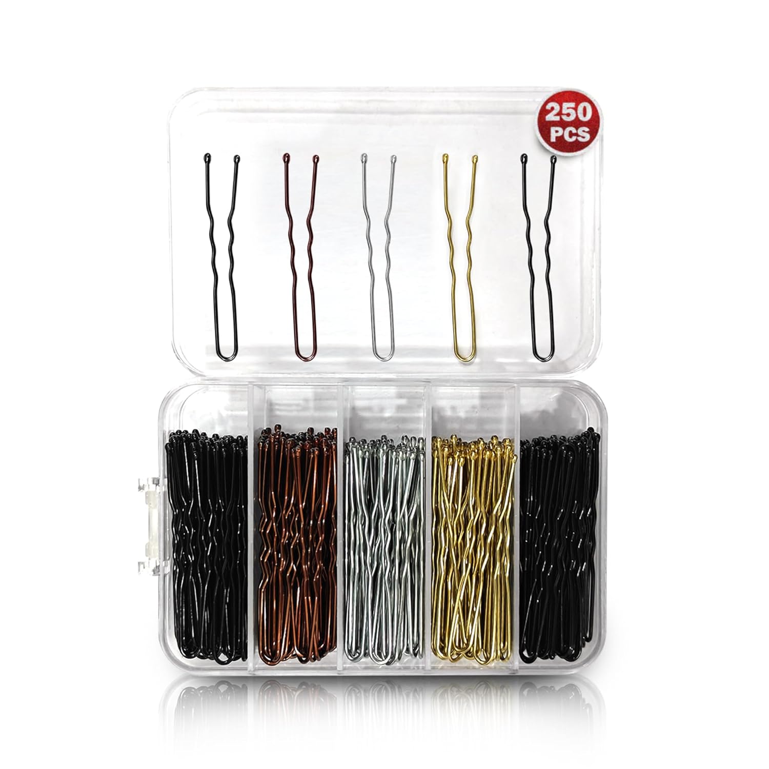 Sanas (250Pcs) Hair Pins For Women Wedding & Girls Bobby Pins For Hair Stylish Hair Pins For Girls U Pin For Hair Bun U Pin For Hair Bobby Pins For Women (250Pcs)(Black Bronze Gold Silver)