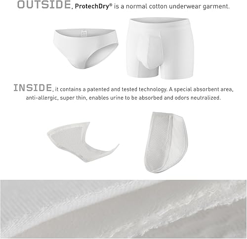 Miniatura 6 de Ropa interior de algodón para incontinencia urinaria lavable y reutilizable para hombres, con zona frontal absorbente (XL, negro)