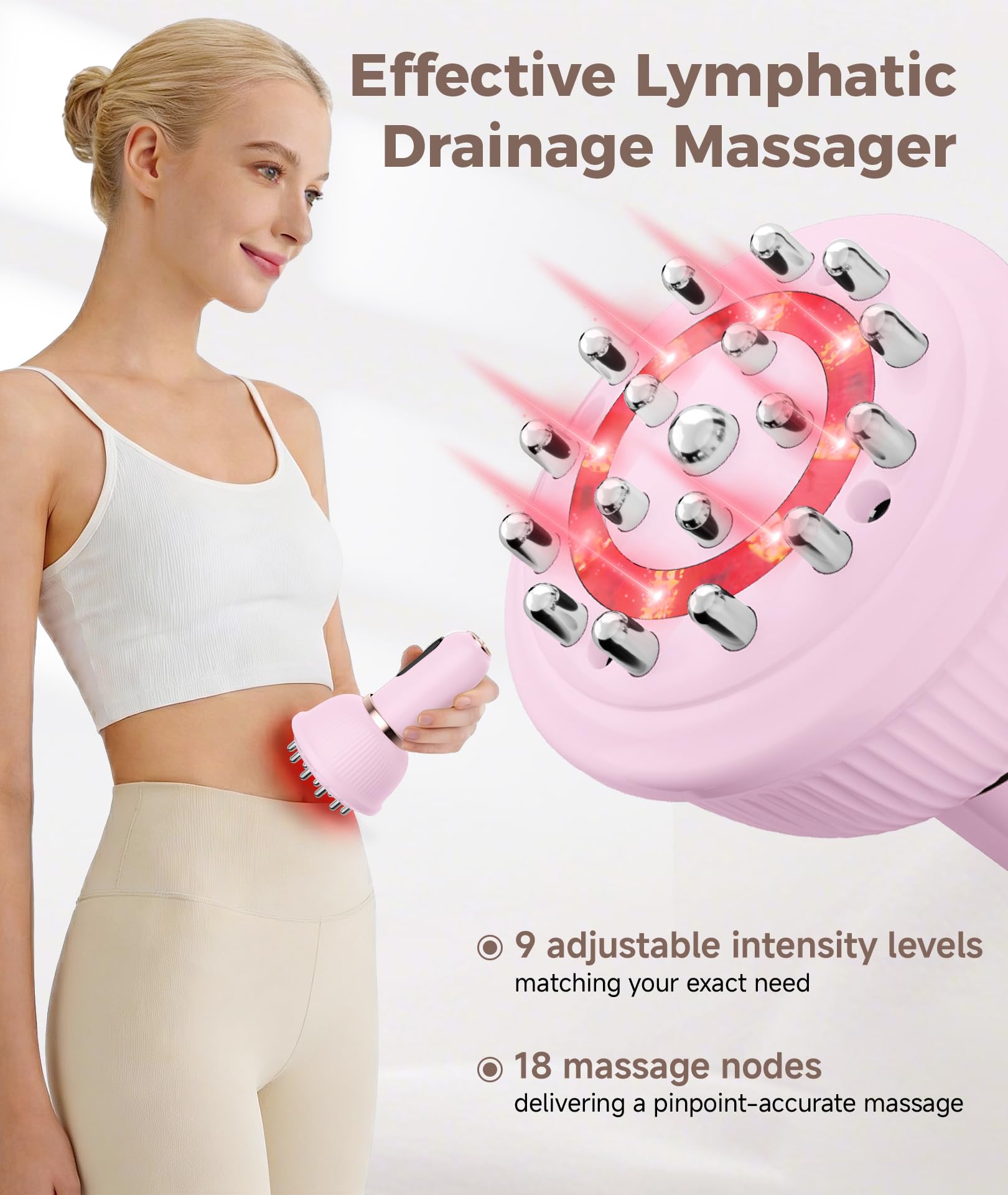 Massaggiatore per drenaggio linfatico, strumento di massaggio anticellulite, macchina per scolpire il corpo con terapia della luce rossa, riscaldamento, vibrazione, per smagliature e cellulite