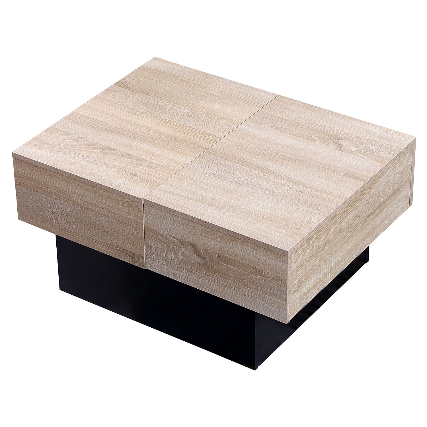 Happy Garden Table Basse Noire Greta avec Plateaux Amovibles en Bois. Table de Salon cubique en Bois avec coffres de Rangement.