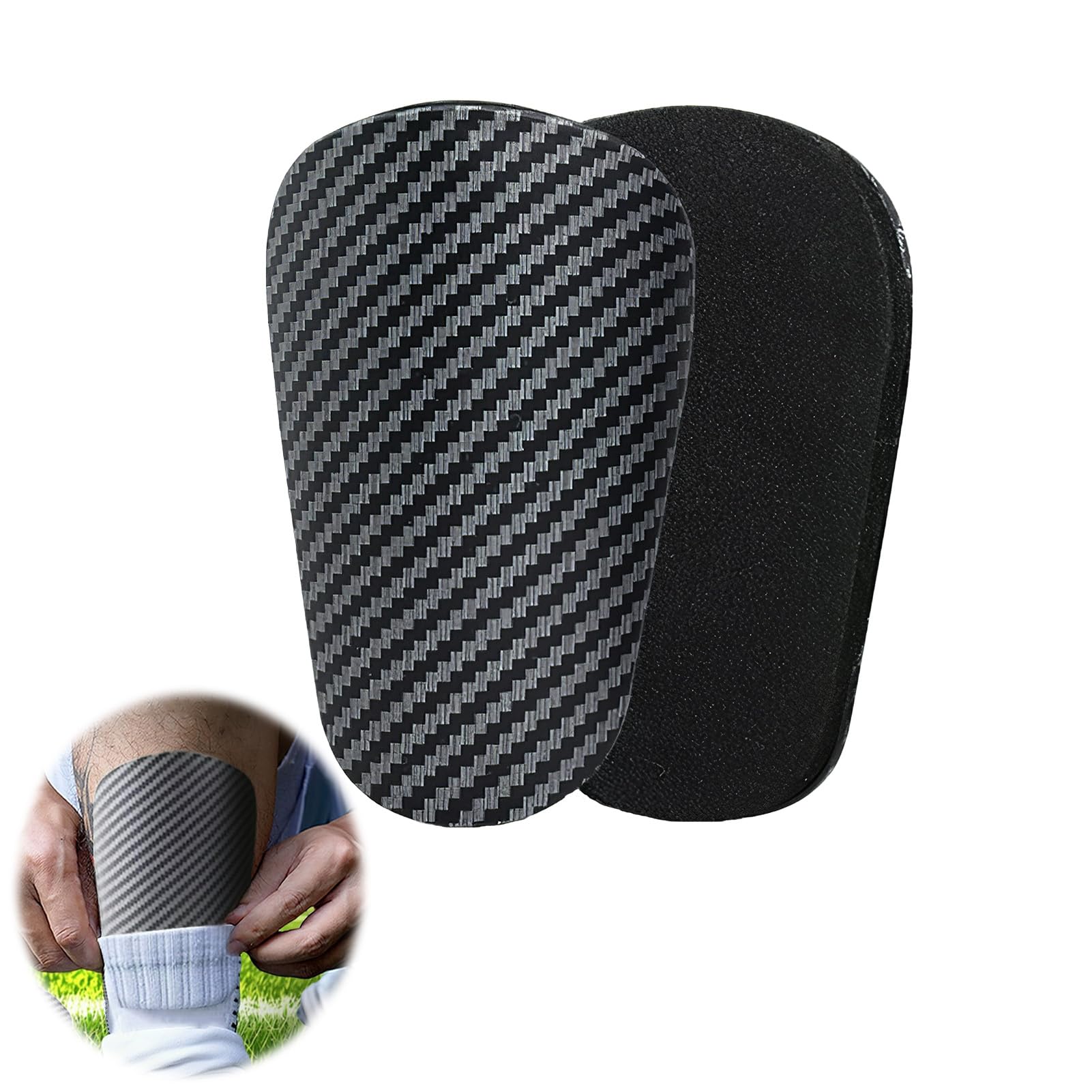 Paire De Mini Protège-Tibias Fibre De Carbone – Ultra Légers Et Confortables Pour Enfants Et Adultes Foot/Futsal