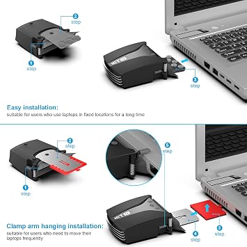 IETS GT202UB Vacuum Laptop Fan Cooler, Temperature Display, Intelligent Temperature Measurement Cooling, 13 Wind Speed 2600-5000RPM Turbo Fan, Perfect for Rapid Cooling Gaming Laptop