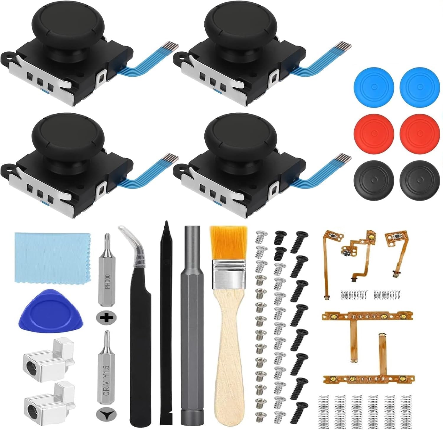 EEEKit 68 in 1 Joy-Con Repair Kit for Nintendo Switch, 3D Left Right Analog Joysticks Set with Screwdriver Opening Tool