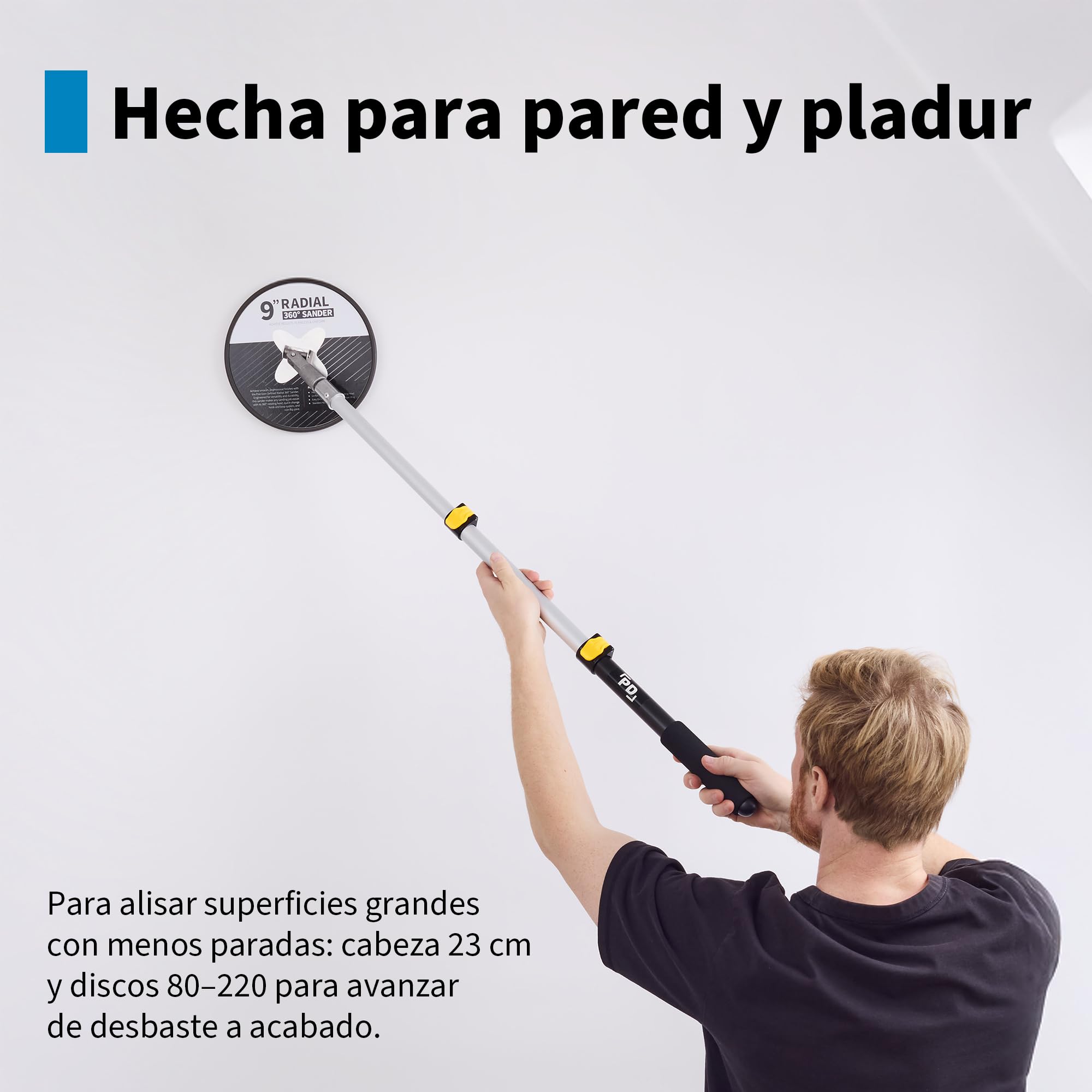 Precision Defined Lijadora Radial 23 cm Con Discos De Lija Con Velcro 80–220 Grano, Lijas Para Lijadora Orbital, Lijas Malla Para Pladur Y Pared, 25 Piezas