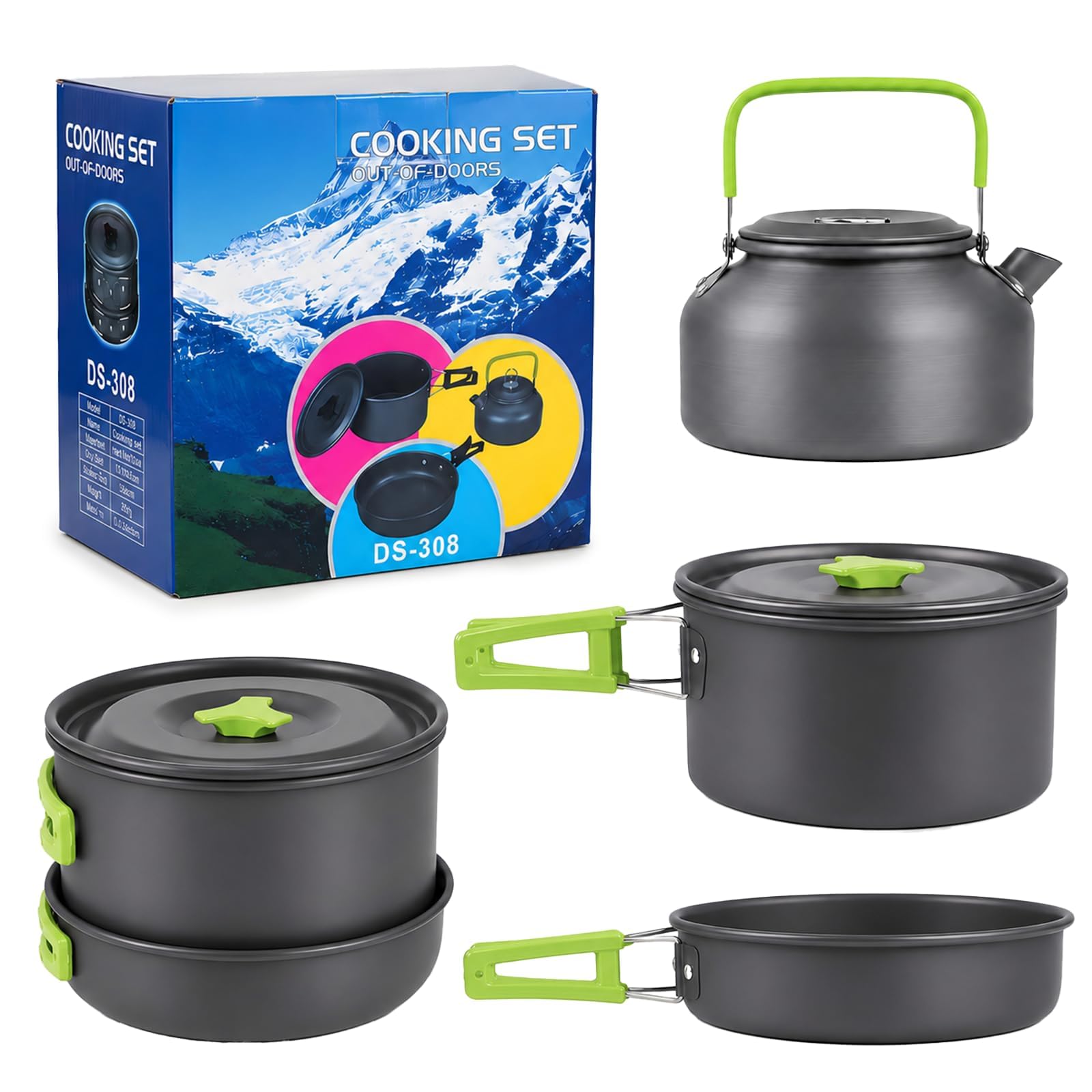 aiGear Camping Cookware with Pot Pan Kettle