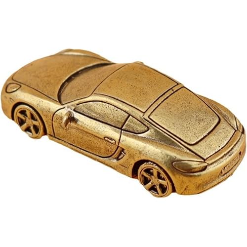 Brass Car Statue, 2.64×1.10 Inches Vintage Metal Sports Car Figurine, Automotive Collectible, Desk Ornament, Shelf Decor & Gift for Car Enthusiasts