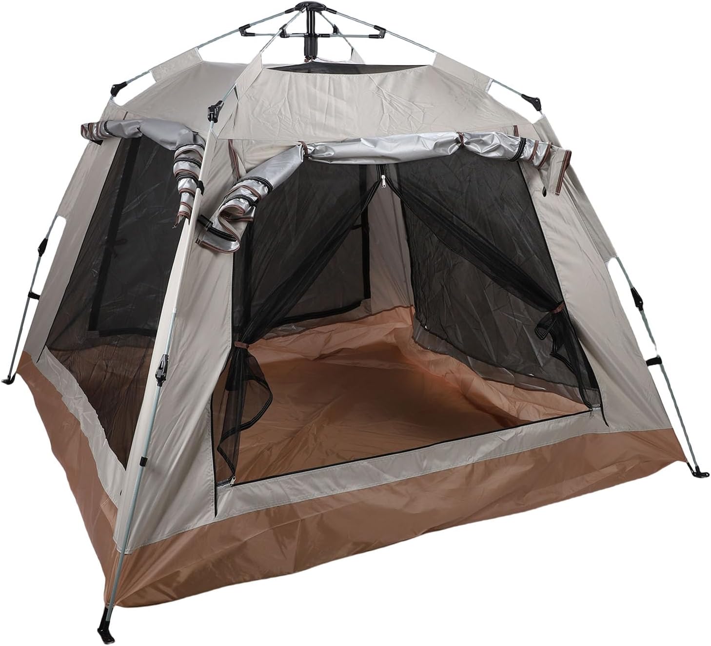 Fockety キャンプ用テント、自動式簡単設営インスタントポップアップテント、防水機能付きポータブルファミリーテント（日よけコーテ