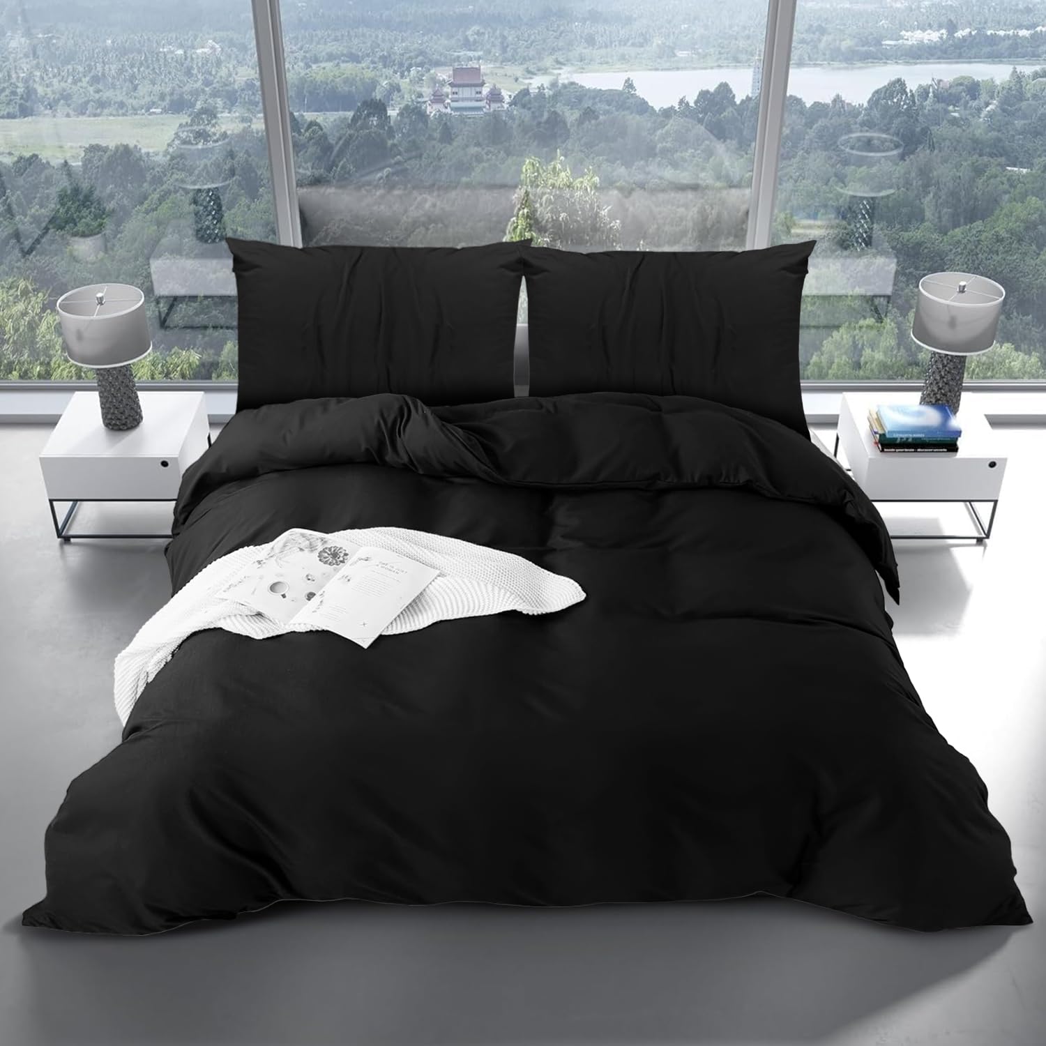 Yorkshire Bedding Super King Size Duvet Set, Soft & Breathable Brushed Microfibre Plain Duvet Cover with Pillow cases