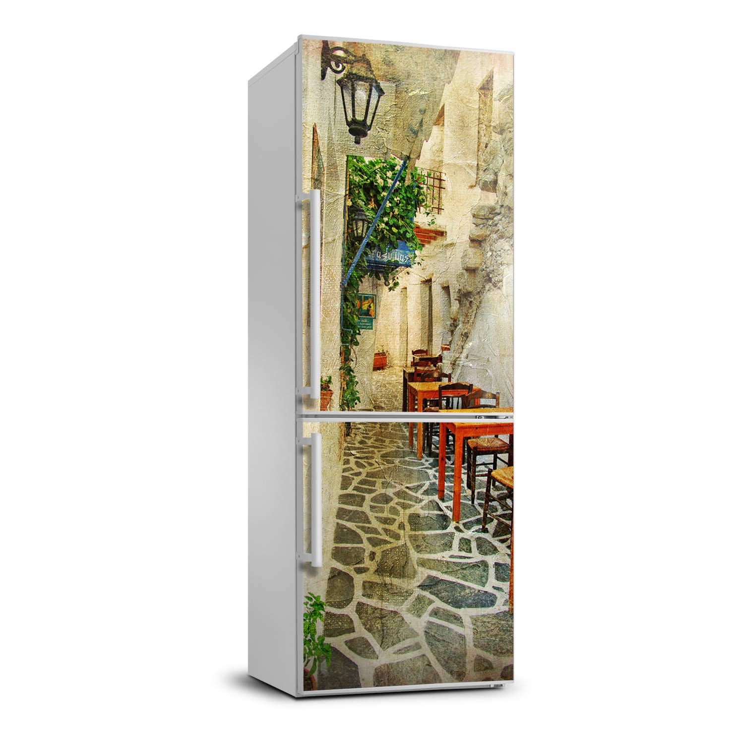 Autocollant frigo 70x190cm vinyle autocollant frigo déco murale motif Grèce évasion