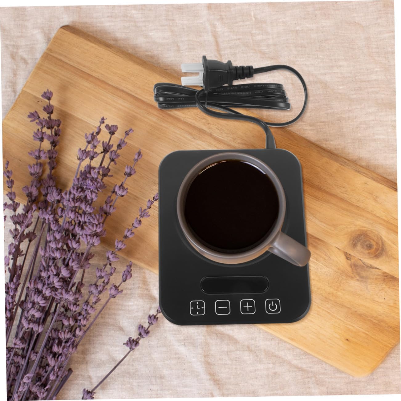 Electric Coffee Mug Warmer with Adjustable Temperature and Overheat Protection Heating Coaster for Desk Milk and Coffee Cup Warmer for Home Office and Travel US Plug Black