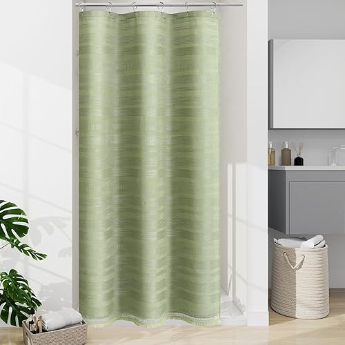 Miniatura 21 de Juego de Cortina de Ducha Boho Granja con Borla, Juego de Cortina de Ducha de Lino Bohemio Francés Country Chic para Baño, Cortina de Ducha Moderna