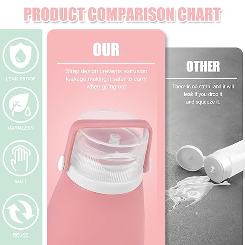 Miniatura 5 de 18 botellas de viaje para artículos de tocador, gimnasio, aprobadas por la TSA, a prueba de fugas con vendaje de silicona exprimible de 3 onzas para