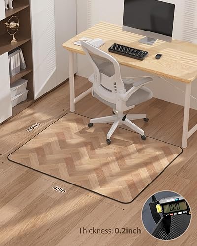 Miniatura 6 de Blvornl Tapete para silla de escritorio para suelo de madera dura, 35 x 48 pulgadas, tapete para silla de oficina de grano de madera para sillas