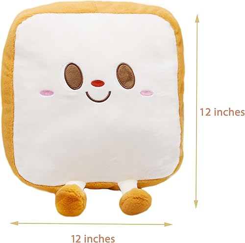 Miniatura 6 de Cuddly Toast - Almohada de peluche con forma de pan, almohada para dormir con cara sonriente, regalos dulces para niños, sofá y decoración del