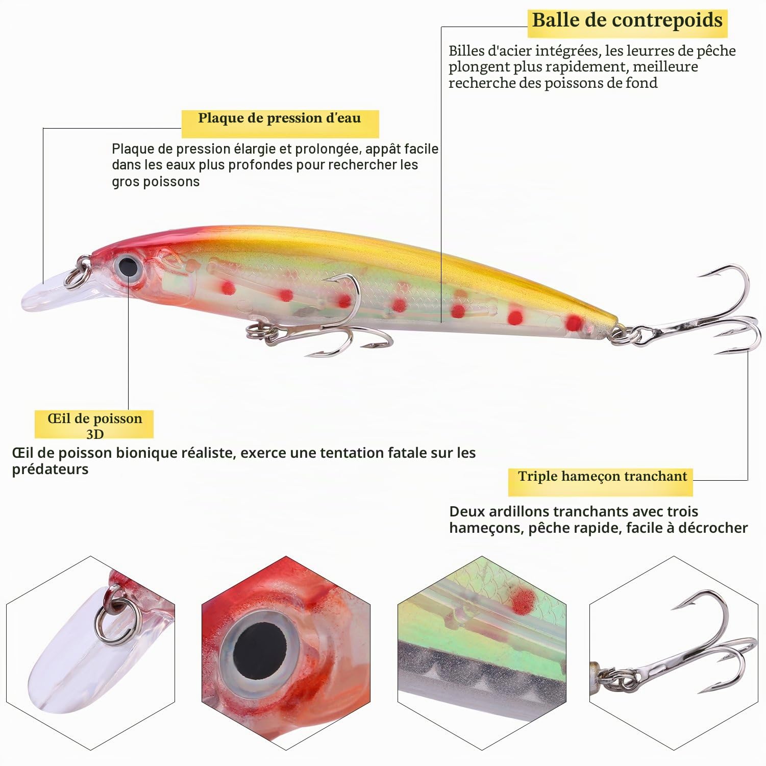 Lot Leurres De Pêche Sougayilang - Leurres Durs Pour Truite, Bar, Perche - Action Réaliste