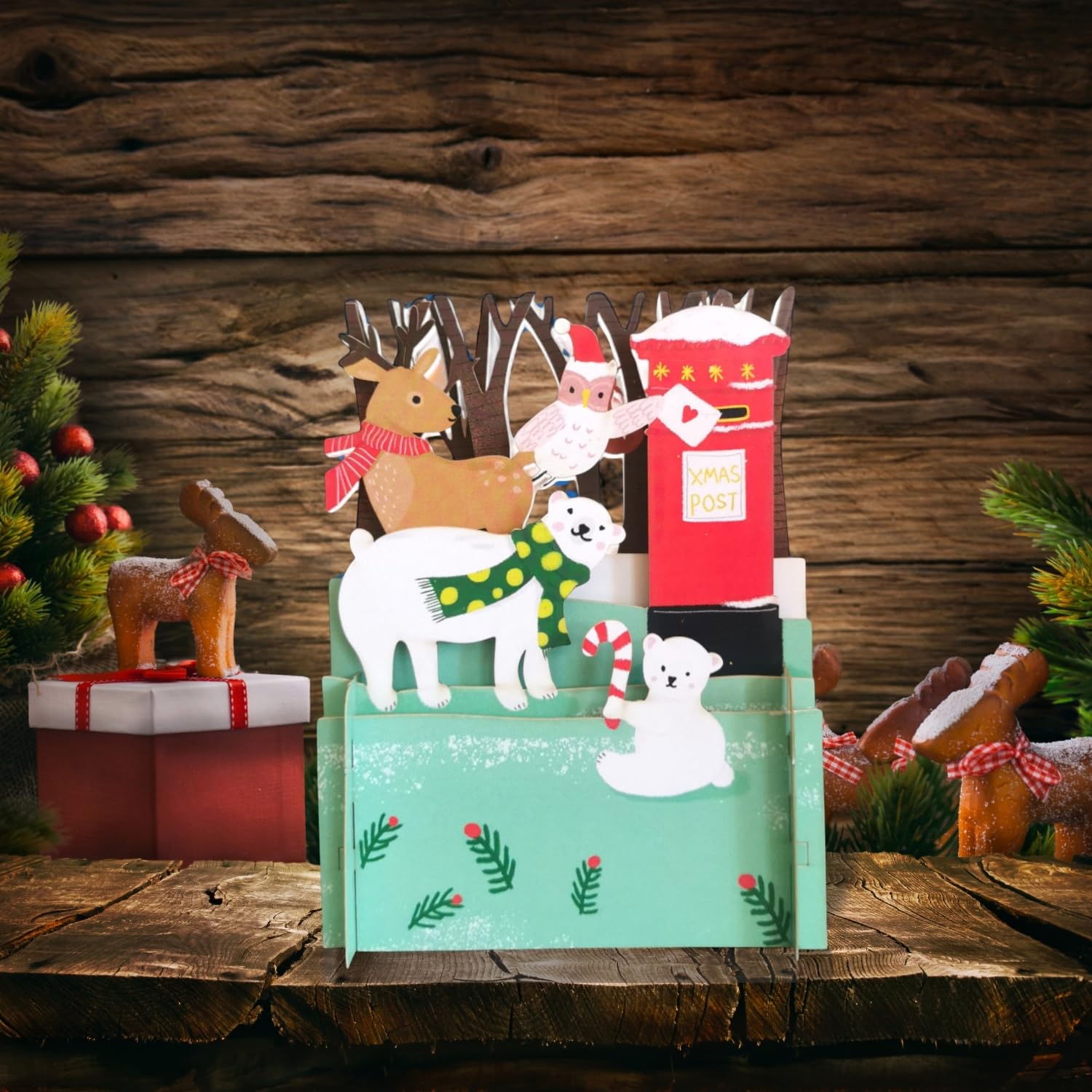 Alljoy 3D Animals Posting Cards Pop Up Christmas Greeting Card XPOP040 - Image 4