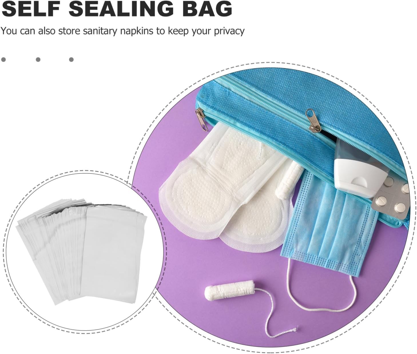 BESTYASH 200pcs Menstrual Bags Thickened Napkin Disposal Pouches for Women Waste Bags for Feminine Elegant Design for Home Travel