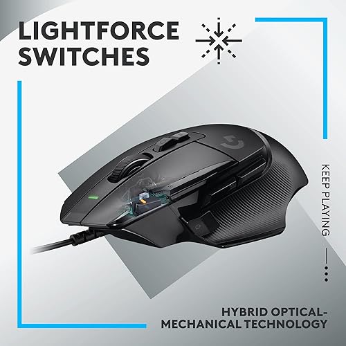 Miniatura 2 de Logitech G Mouse para juegos con cable 502 X LIGHTFORCE - Interruptores primarios óptico-mecánicos híbridos, sensor de juego HERO 25K, compatible
