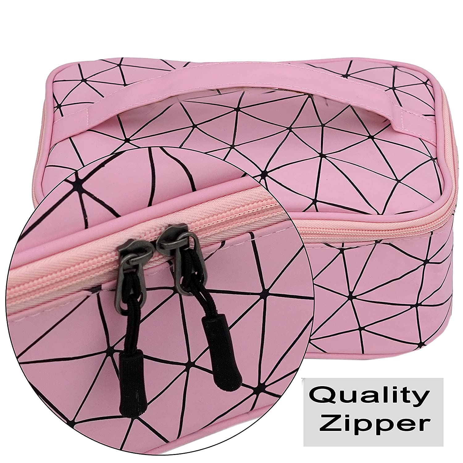 FASTUNBOX (LABEL) Women Travel Cosmetic Make up Organizer Toiletry kit Bag Brush Make up Storage Organizer Cosmetic Bag (Pink Diamond) 4