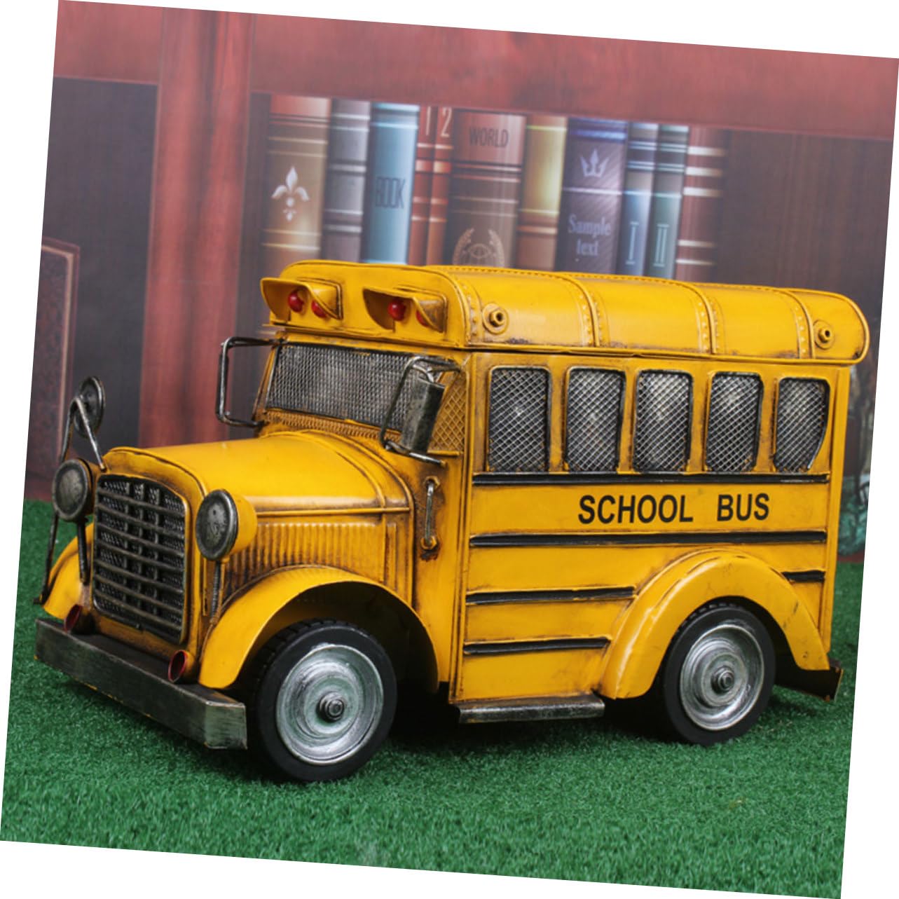 ERINGOGO Eisenwagenmodell als Dekoratives Sammlerstück Vintage mit Detaillierter Verarbeitung Klassisches Retro Automodell und Gelb Farbton für Zuhause und Büro