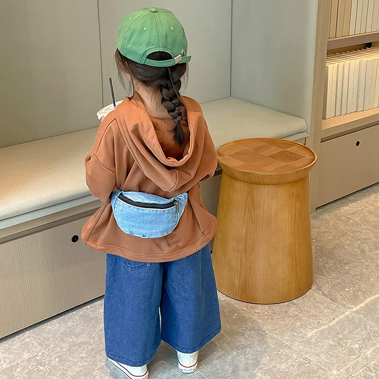 amokk Canvas Fanny Pack for Kids Crossbody Waist Bag for Unisex Toddler Boys Girls (Light Denim) - Image 5