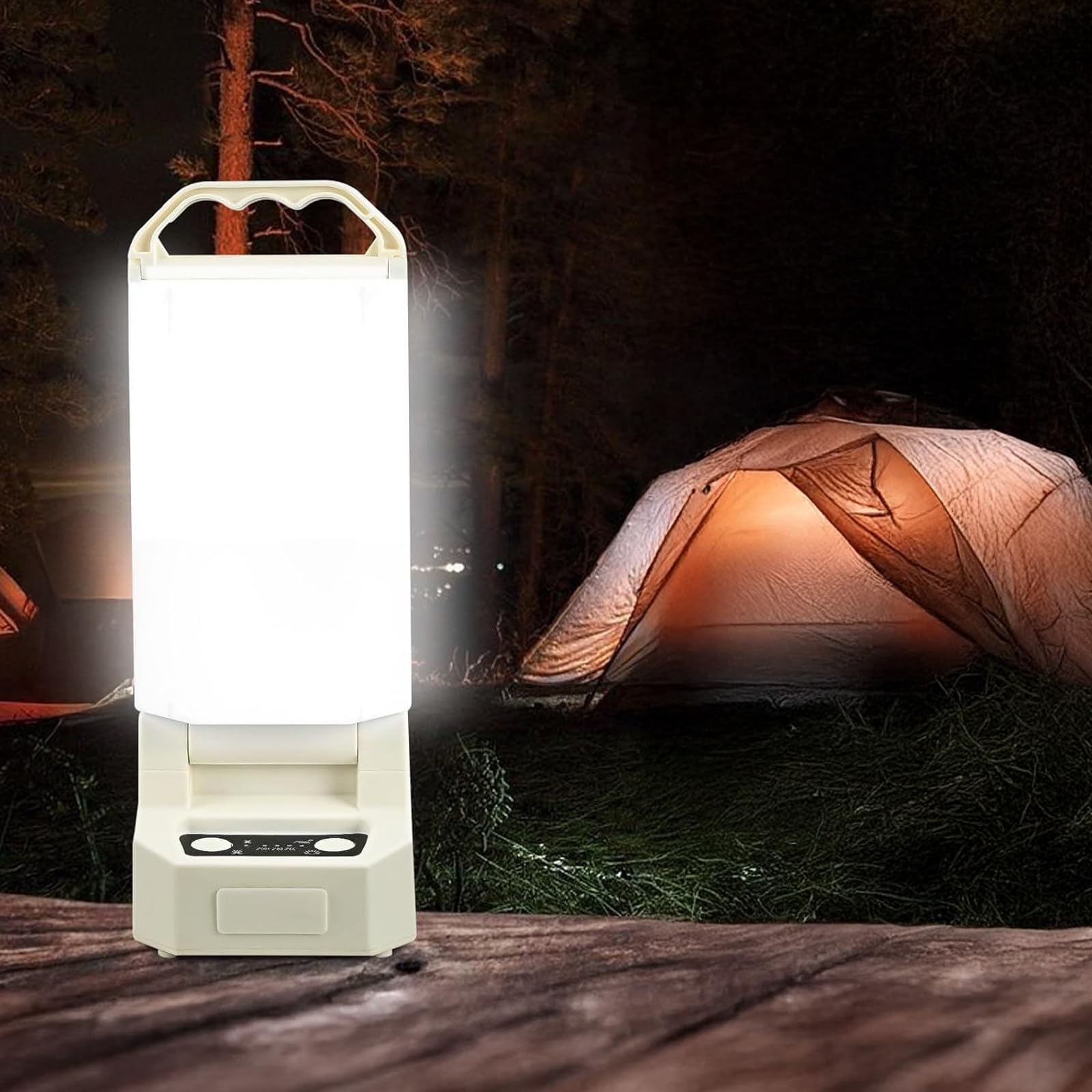 Linterna solar para acampar al aire libre, 4500 mAh recargable con 5 niveles de brillo, IP65 impermeable, luz cálida y fría ajustable, mango portátil
