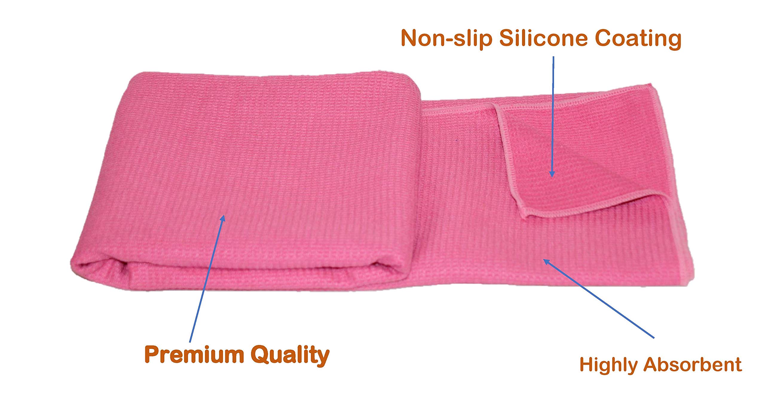Yoga Towel - Stickyfiber Yoga Towel - Mat-Sized, Microfiber, Super Absorbent, Anti-Slip, 24
