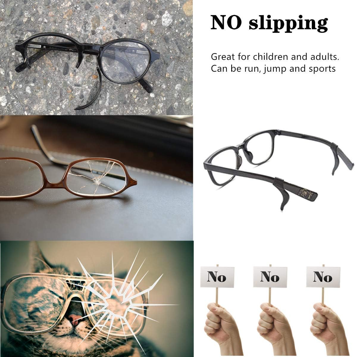 Uр Tо 60% оƒƒ Eyeglasses Retainers Ear Grip Ear Hooks Silicone Ear Hooks Anti-Slip Holder Temple Tips Sleeve Retainer for Sunglasses Reading Glasses, 8 Pairs Black/White