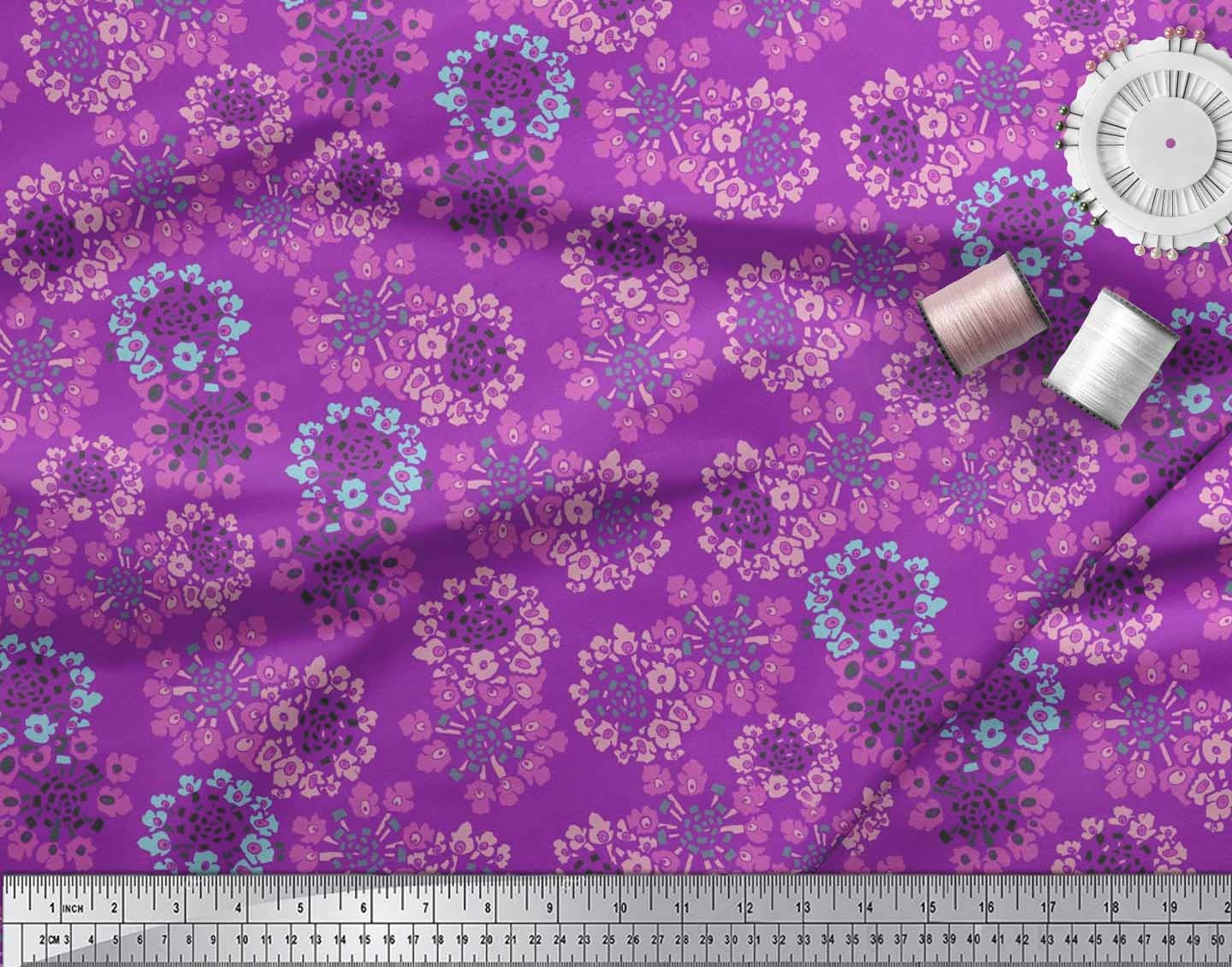 Soimoi Purpura Jersey De Algodon Tela Arte Floral Geometrico Tela Estampada De 1 Metro 58 Pulgadas De Ancho