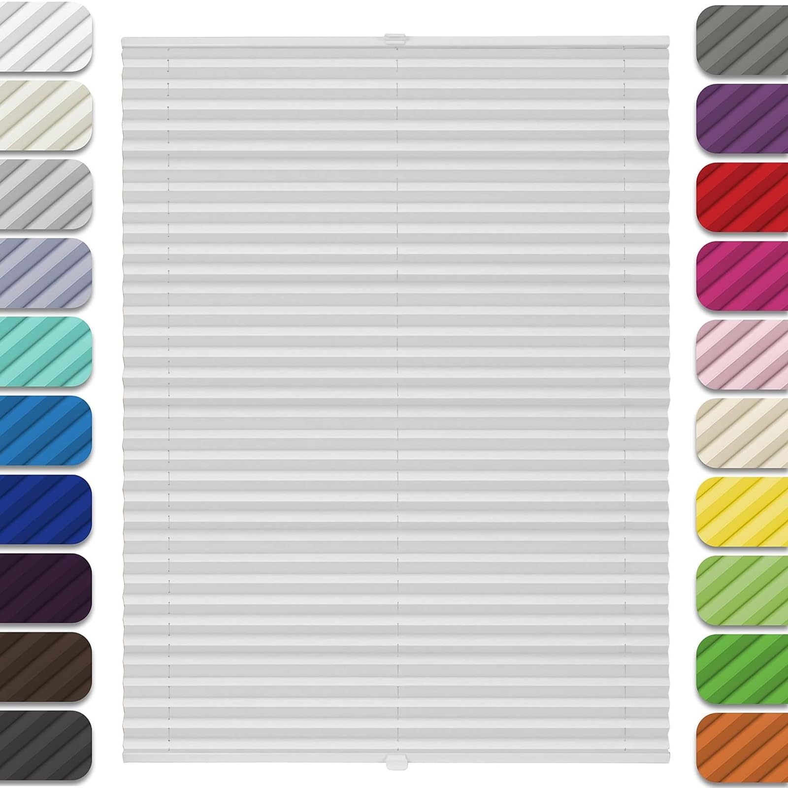 Plissee Klemmfix ohne Bohren 50 x 190 cm Kleben ohne Bohren zum Fensterrahmen Faltrollo Plisseerollo, mit Montagezubehör, für Schlafzimmer Badezimmer, Weiß