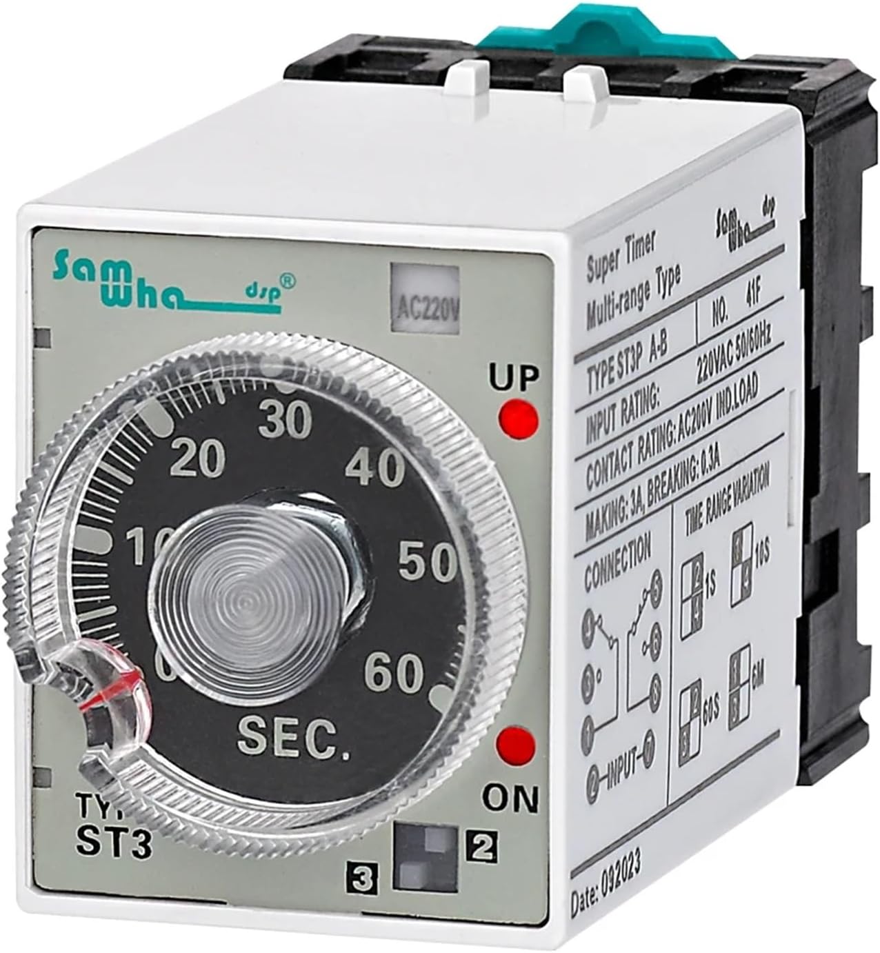 ST3P On Delay Multifunctional Time Relay with Socket AC Power Supply(220VAC,A-B 1sec. - 6min.)