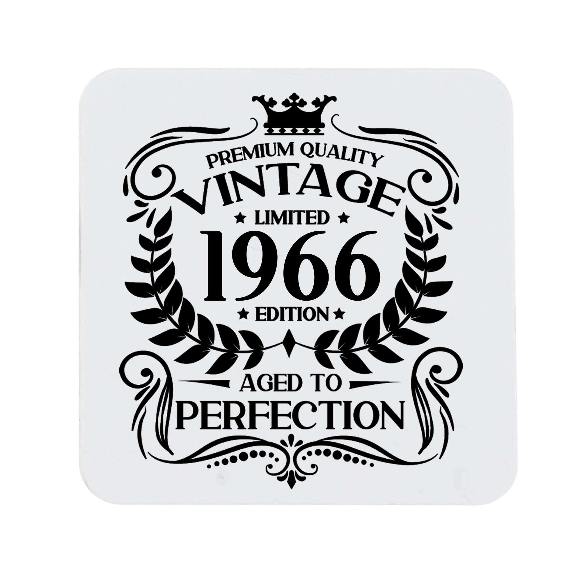 60th Birthday Gift for Men Vintage 1966 Aged to Perfection Printed Coaster Present for 60 Year Old Etched Printed Placemat (Printed Coaster)