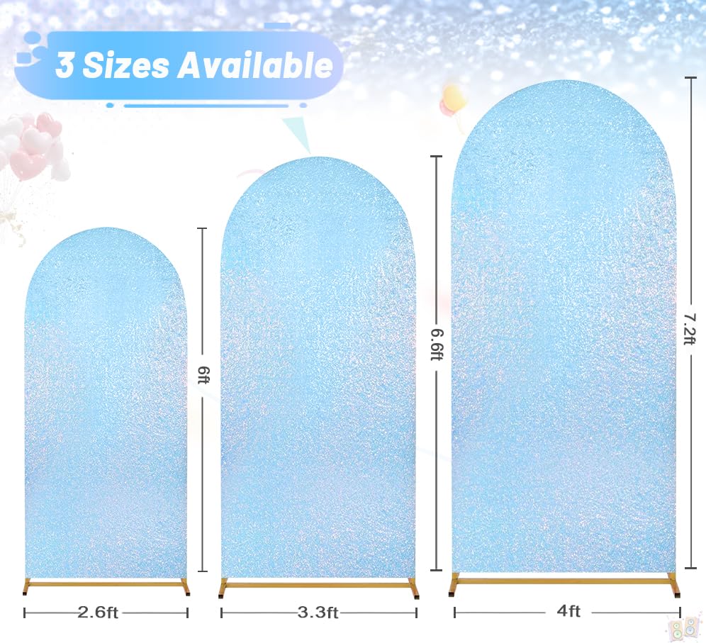 Image of Light Blue Arch Cover 7.2 ft Sequin Arch Backdrop Cover Balloon Arch Cover Party Background for Birthday Party Ceremony Graduation Banquet Decoration